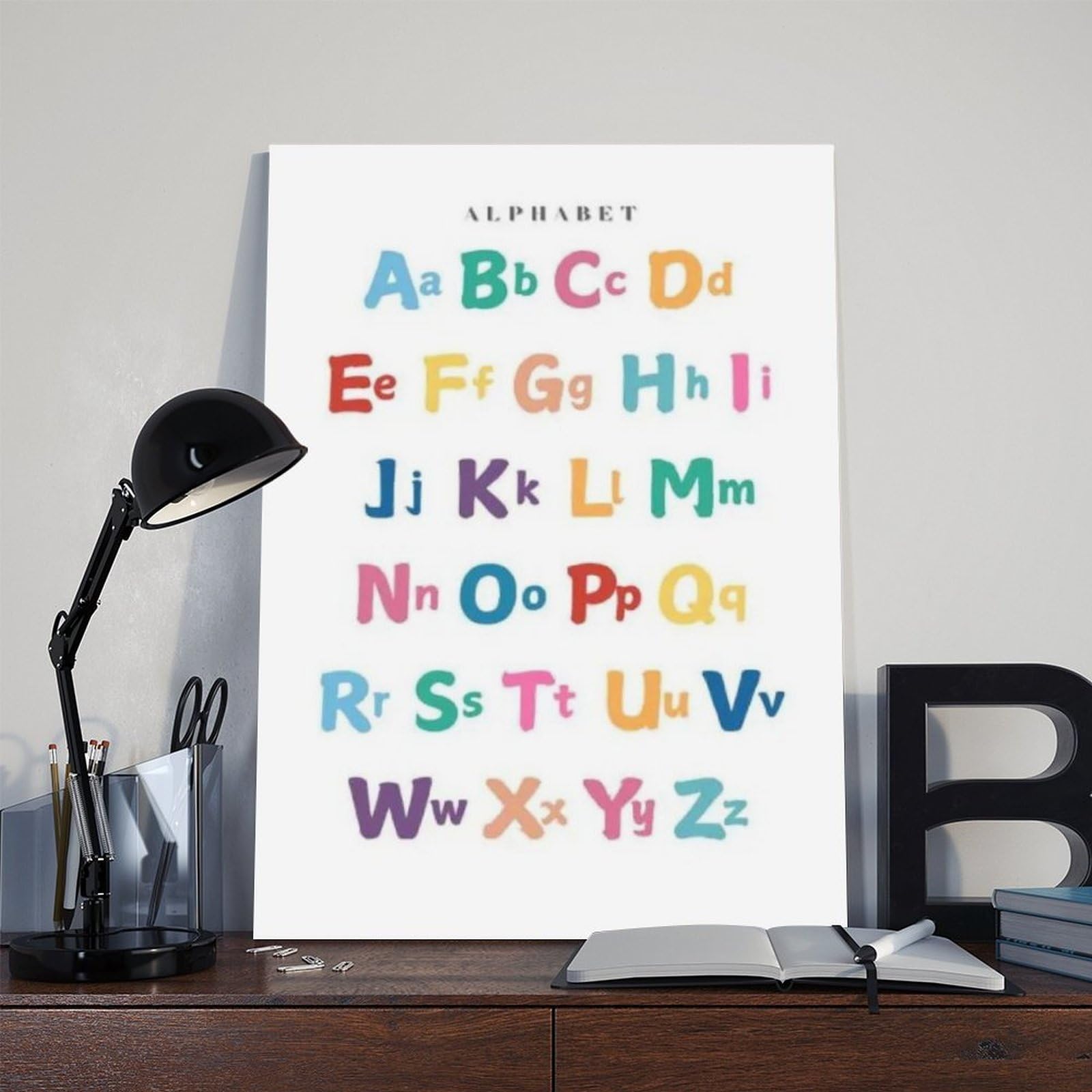 Poster éducatif sur toile avec lettres de l'alphabet arc-en-ciel - Décoration de chambre à coucher, bureau, chambre, cadeau - 50,8 x 76,2 cm (L x l)