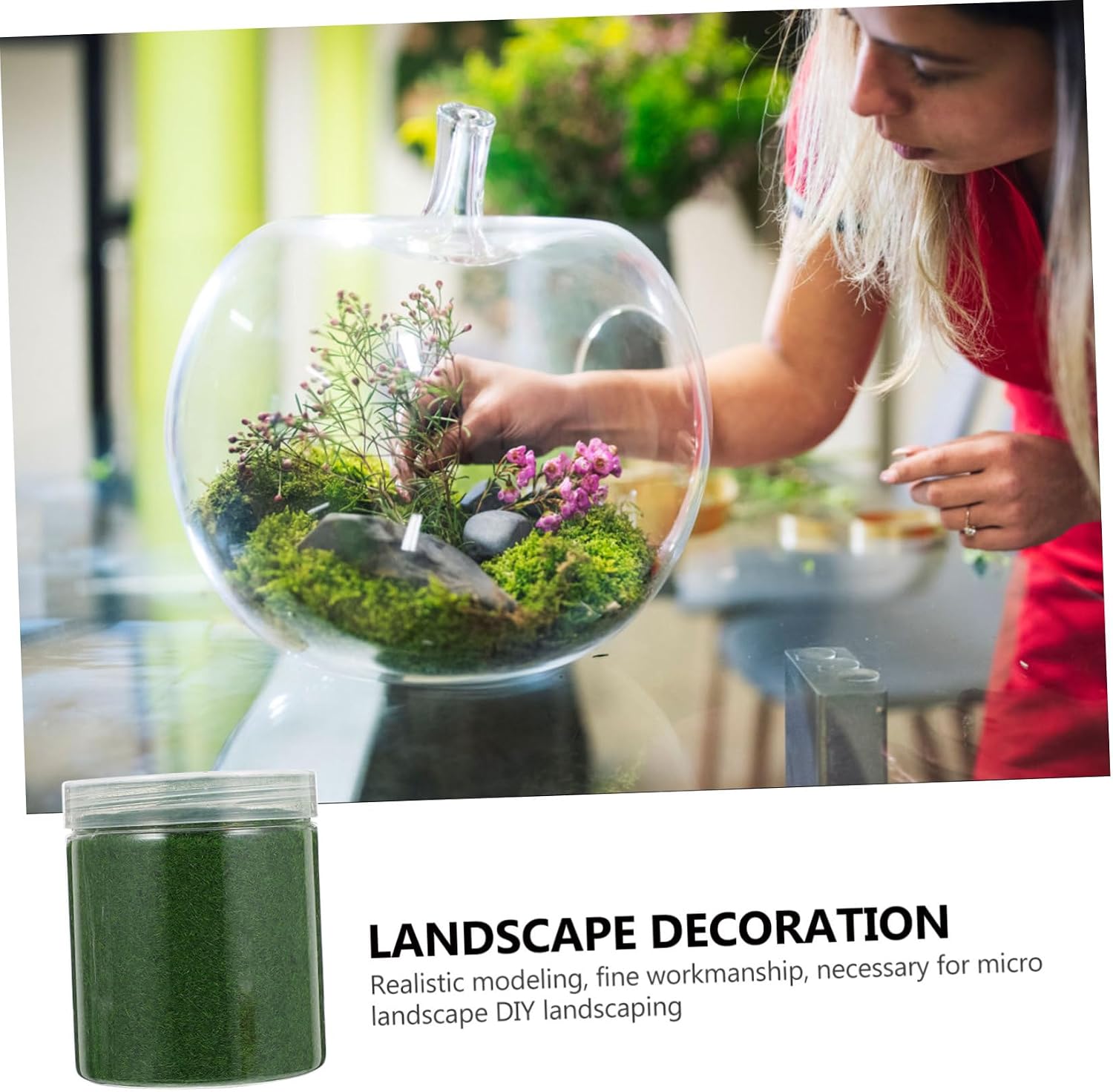 BESPORTBLE 2pcs Nylon Fake Moss Powder for Landscaping Decor Realistic Simulation Lawn Powder for Miniatures Easy Maintenance for and Craft Projects