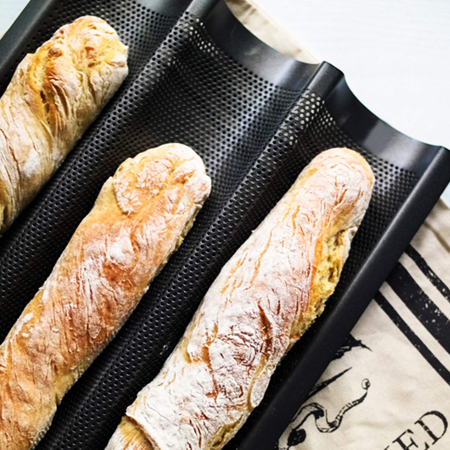 MXTIMWAN Baguette Backform, Backblech für Baguette Backform für 4
