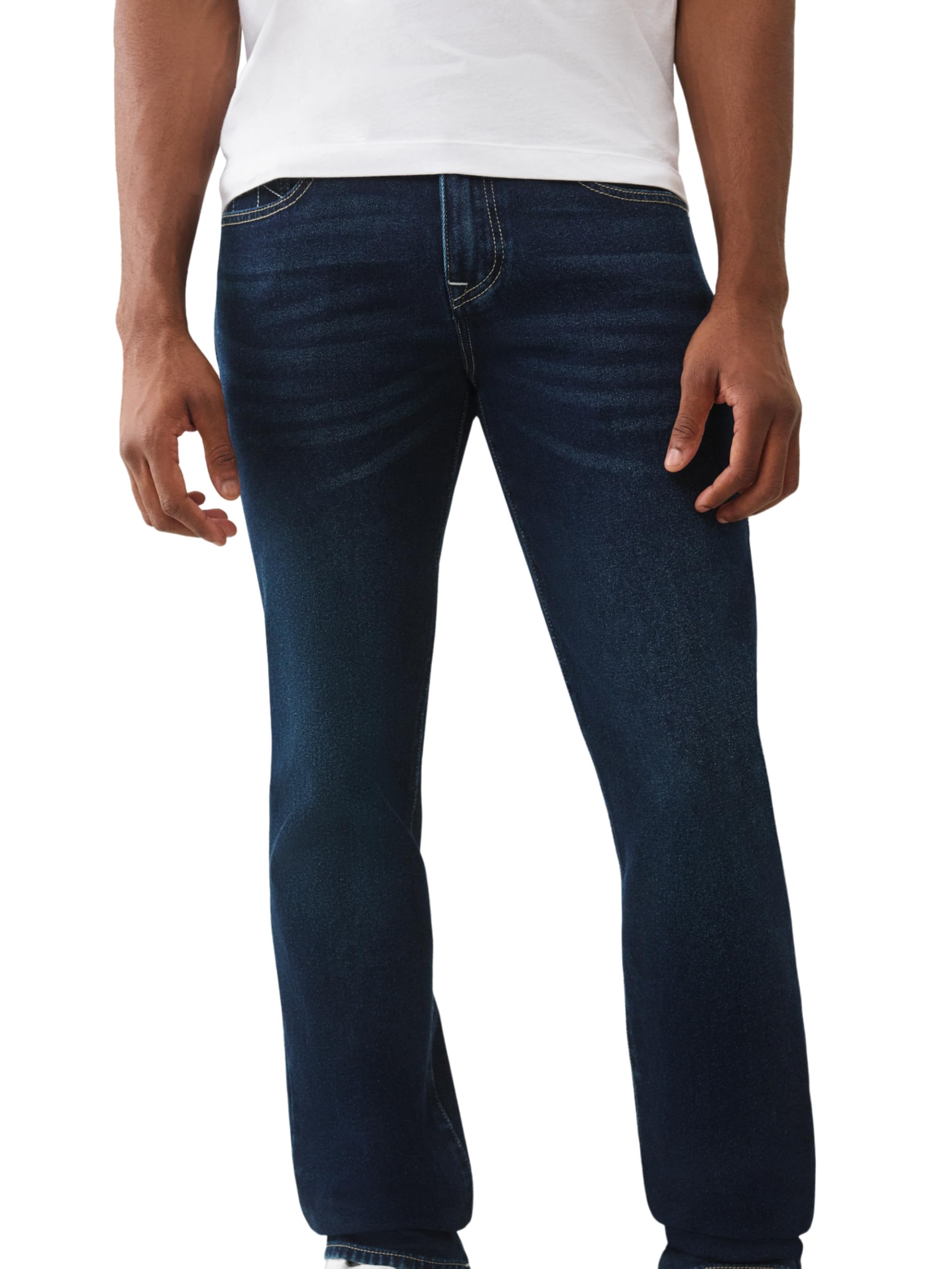 True Religion Men's Ricky Single Needle Flap Straight, Blue, 34
