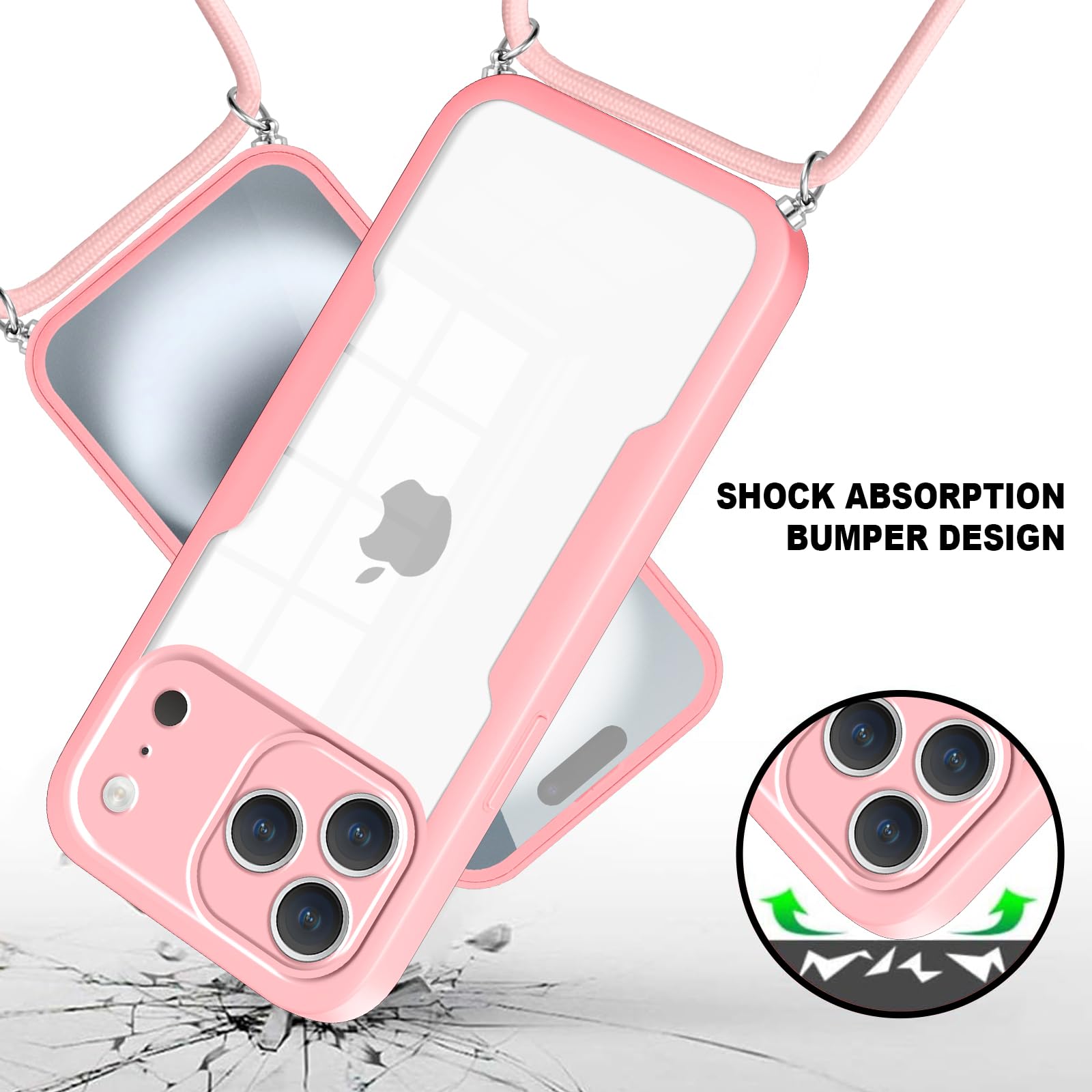 Jrkvniv Cover per iPhone 17 Pro con Cordino,360 Gradi Trasparente Custodiacon con Protezione Schermo Integrata,Bumper Rugged Custodia con Regolabile Tracolla Corda Collana per 6.3-Blu Jrkvniv Cover per iPhone 17 Pro con Cordino,360 Gradi Trasparente Custodiacon con Protezione Schermo Integrata,Bumper Rugged Custodia con Regolabile Tracolla Corda Collana per 6.3-Blu