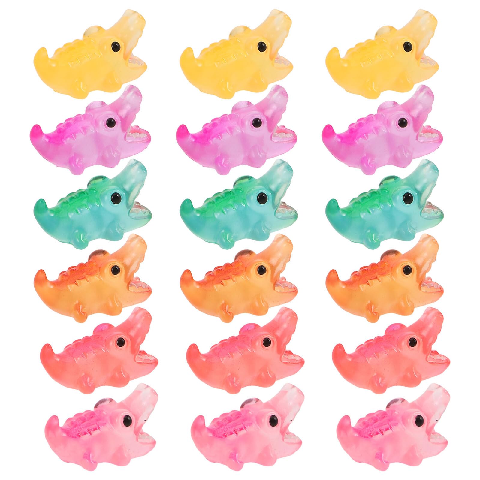 jojofuny 18pcs Mini Resin Animal Figurines Glow in The Dark Crocodile Sculptures for Bonsai Decorations Micro Landscape Ornaments Fairy Garden DIY Patio Statues Random Color