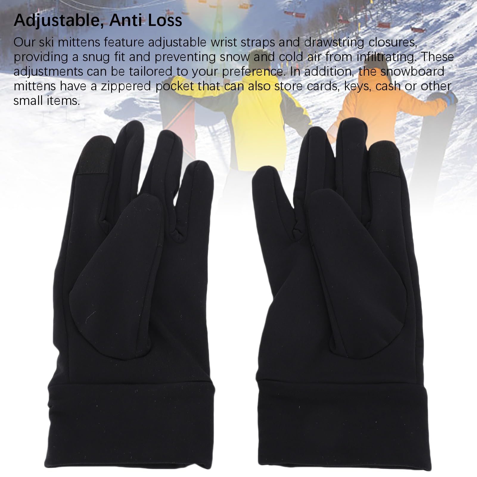 FILFEEL Manoplas de esquí para Hombres y Mujeres – Térmicos de Snowboard Resistentes Al Viento y a la Nieve con Interiores de 5 Dedos, Palma de EVA Muñequeras – /Blanco