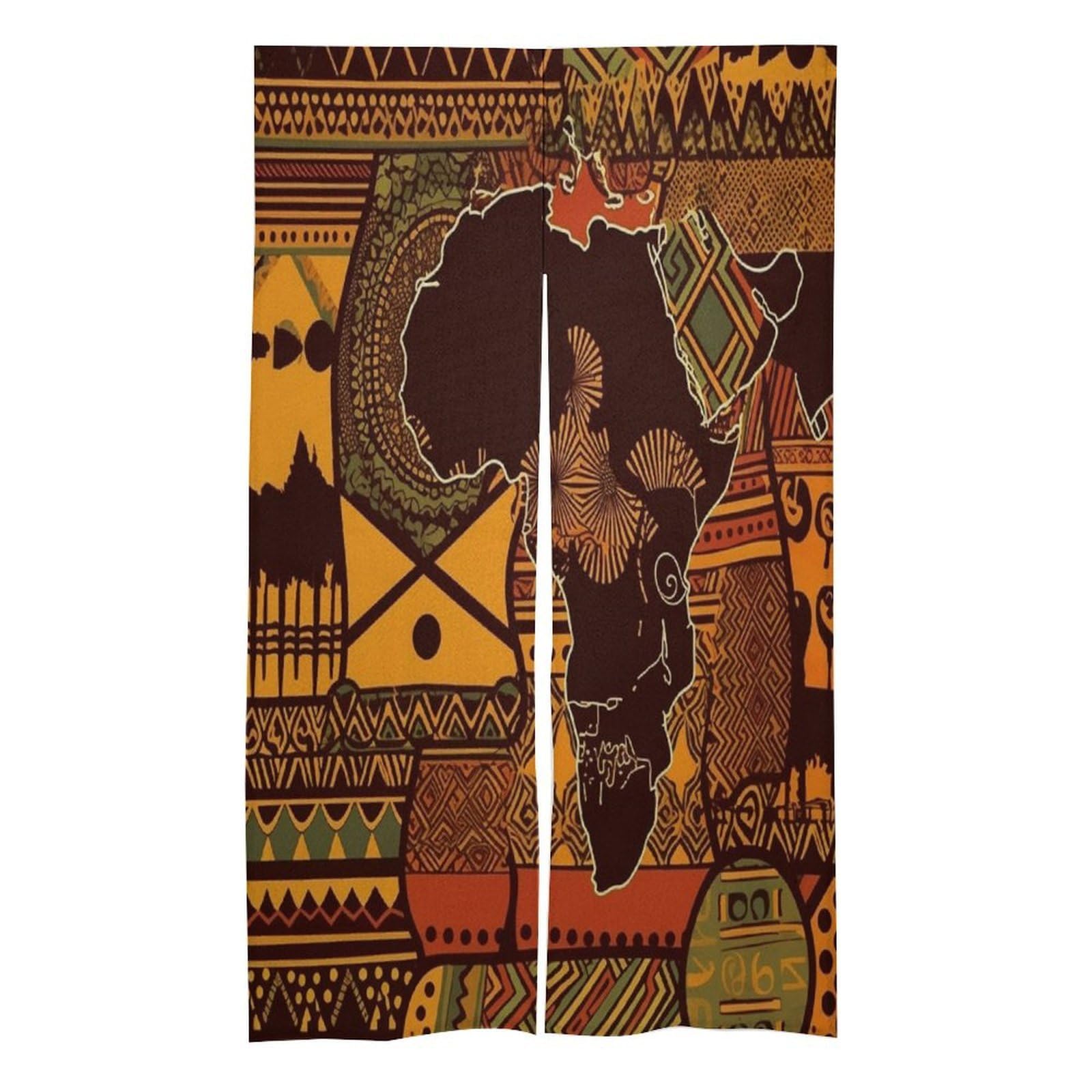 VstaDank African Map Ethnic Pattern Noren Doorway Curtain Printed Window Treatment Door Tapestry Chinese Traditional Doorway Curtain Long Type Door Tapestry for Home Decoration