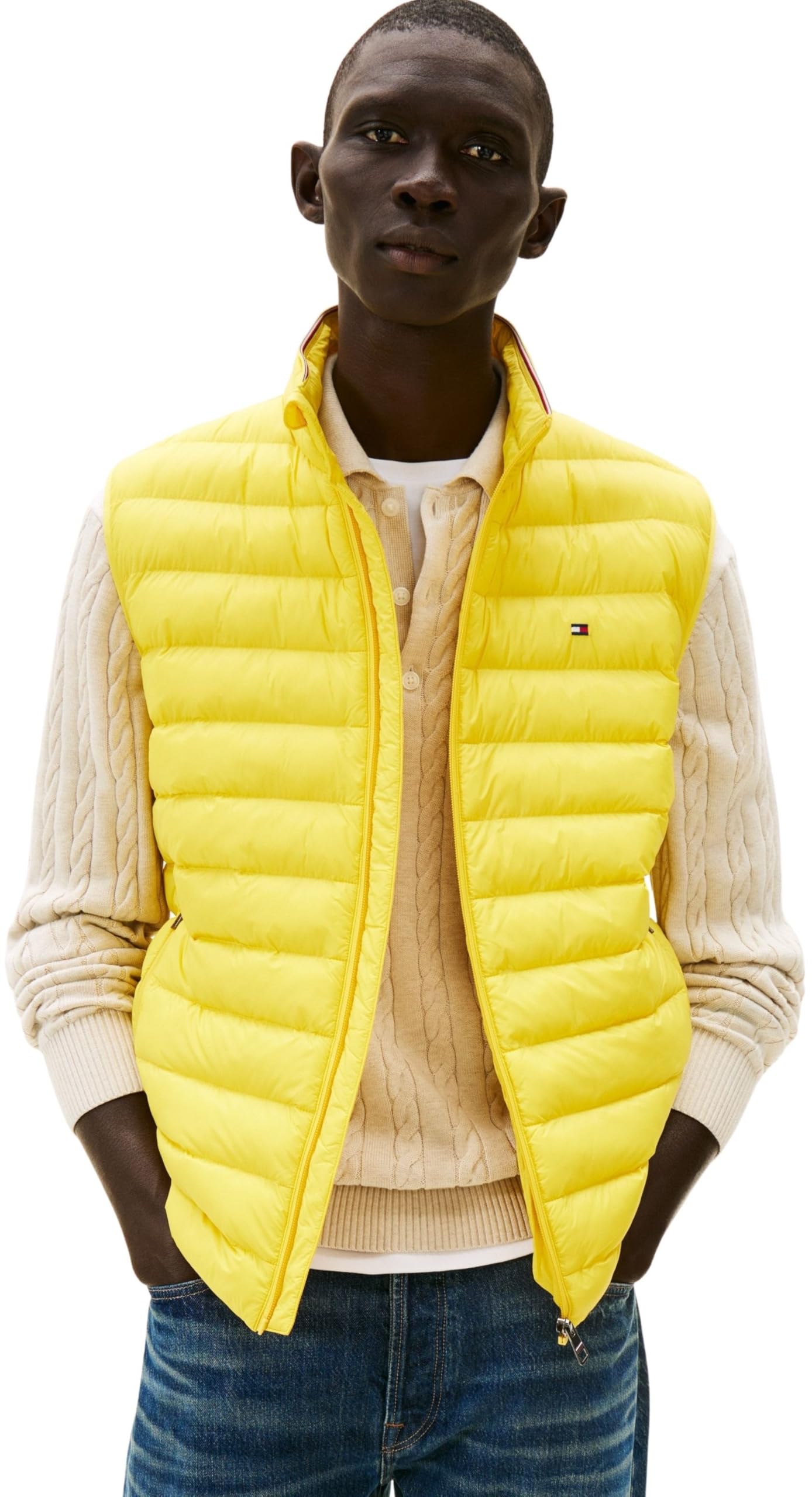 Tommy Hilfiger Men PACKABLE RECYCLED VEST MW0MW37677 Vest, YELLOW, M