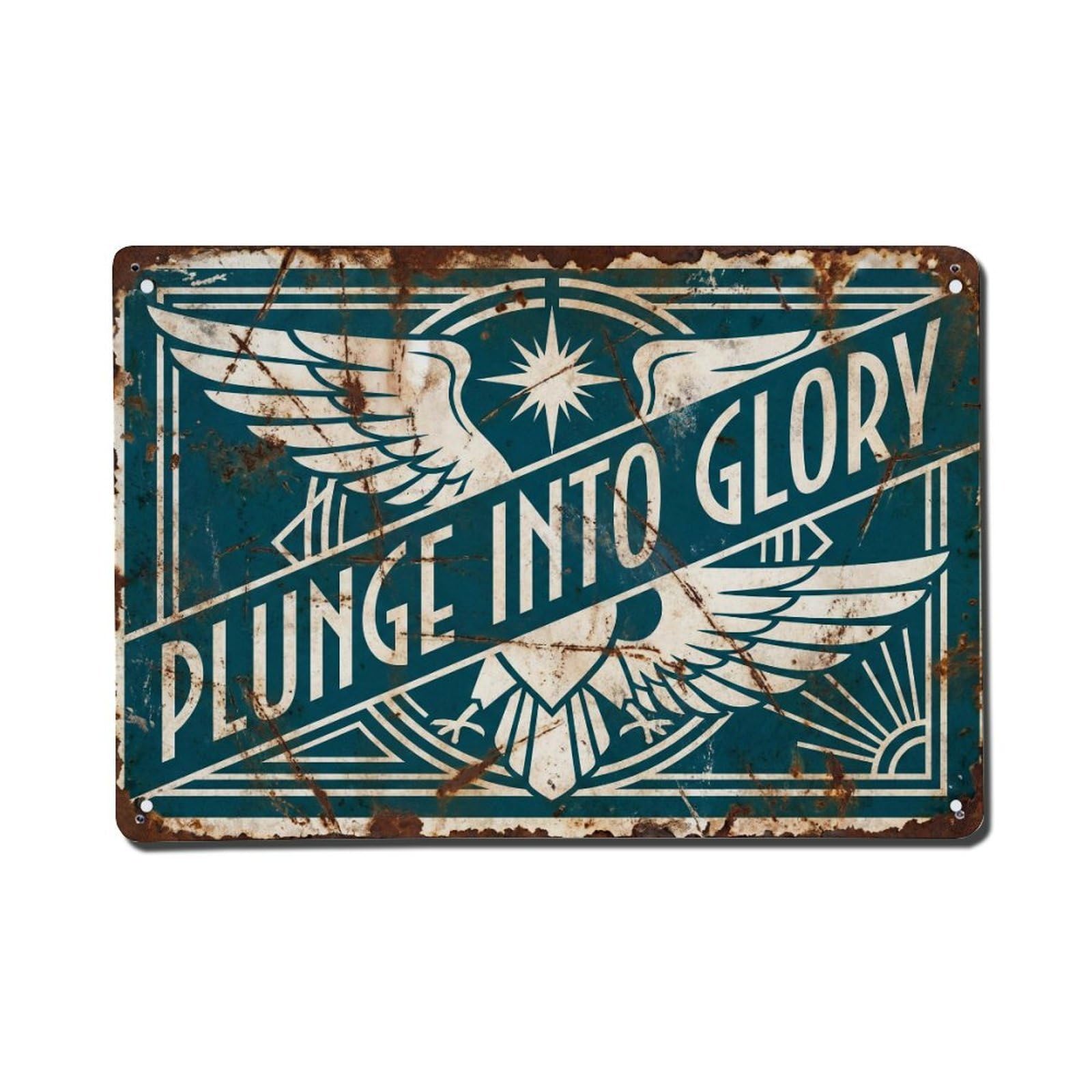 Plunge Into Glory Leap Retro Motivational Slogans Vintage Metal Tin Sign Wall Decor for Cafe, Club, Garden Metal Poster 8x12Inch