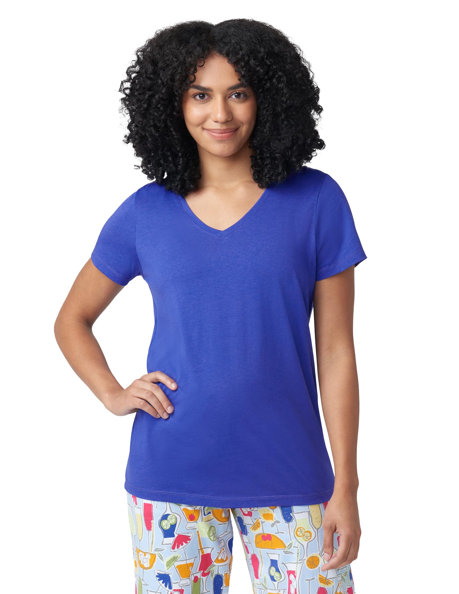HUE Women's Summer Vacation Pajama Separates, Soft, Whimsical Print Pjs with Tropical Beach Themes, Flip Flops, Cocktails