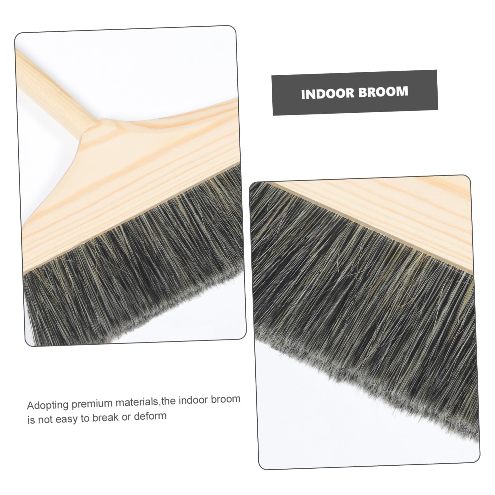 Homoyoyo Escoba de Cerdas Suaves para Limpieza de Suelos Interiores Mango Largo de Madera Adecuado para Barrer Polvo en Hogar y Cocina en Hogar y Cocina