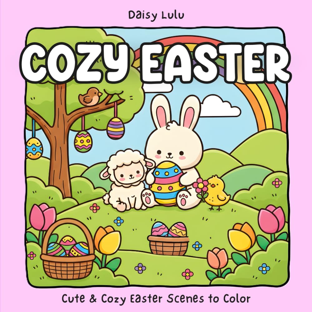 Cozy Easter - A Cute & Cozy Spring Coloring Book for Kids & Adults: Bold & Easy Coloring Pages with Fuzzy Bunnies, Sweet Animal Friends, Spring ... Moments for Relaxation & Stress Relief