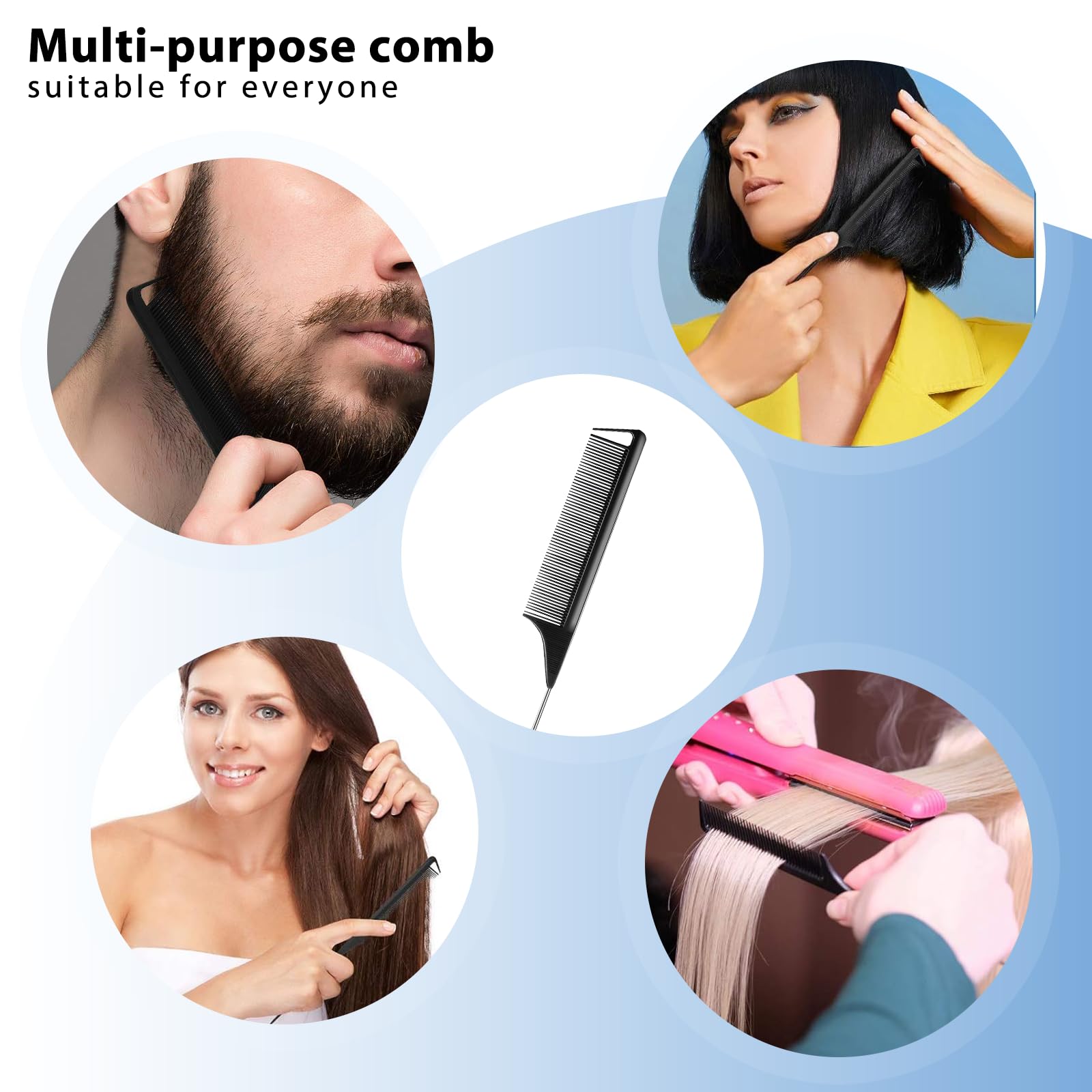 36 peines de cola de rata para mujer, peine de dientes finos para trenzar el cabello, peine con púa de metal, resistente al calor, para prensar, recoger y teñir el tipo de cabello, peluquería en casa.