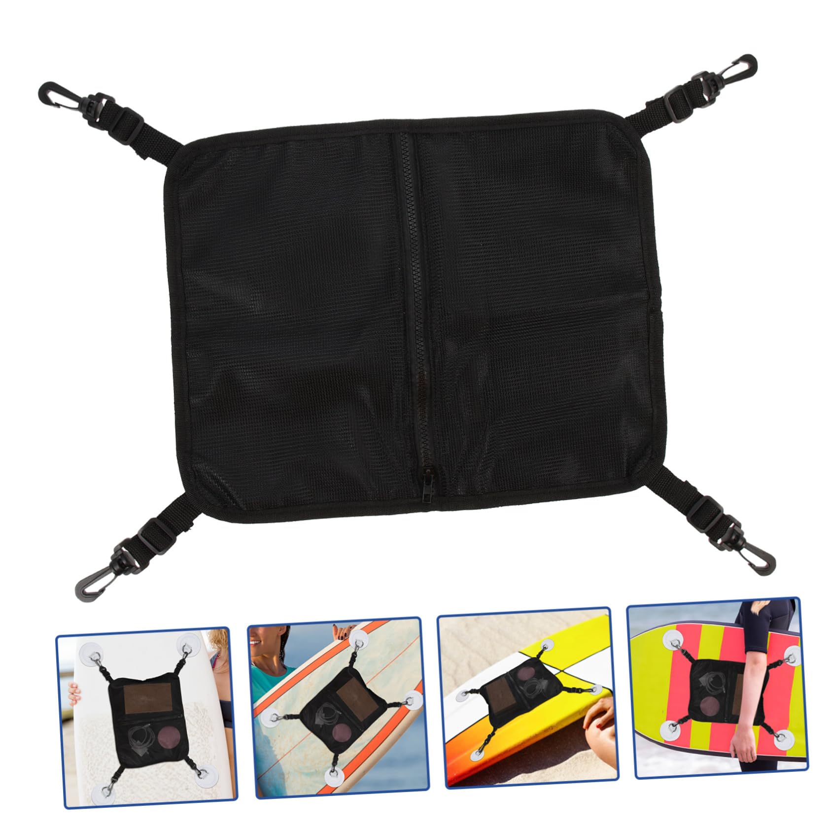 TOVINANNA Portable Surfboard Deck Bag Mesh Storage Pouch Zipper Design for Paddleboard Sundries and Beach Toys Lightweight Nylon Storage for Outdoor Activities