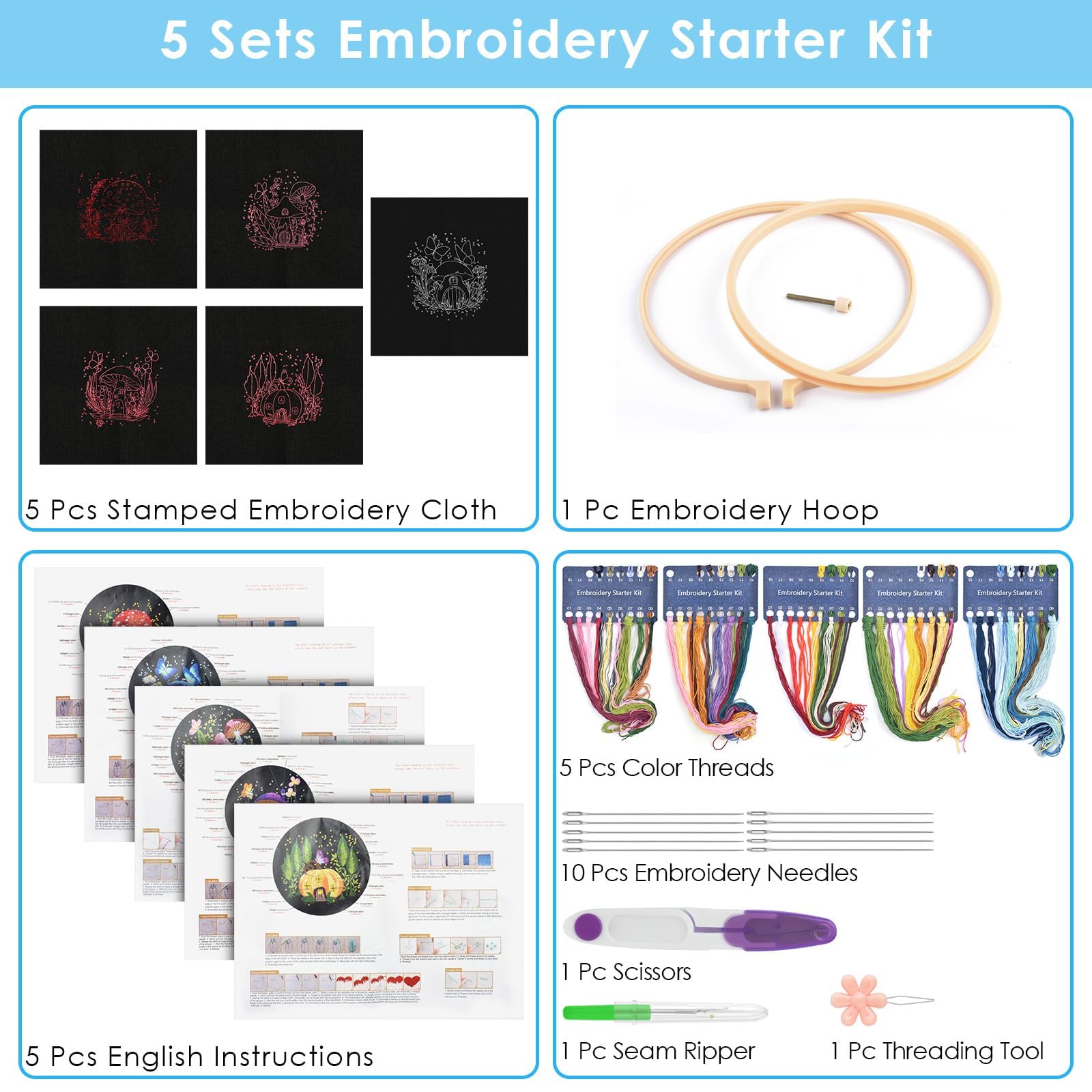 Embroidery Kit for Beginners - Mushroom Cross Stitch -2 Embroidery Kit for Beginners - Mushroom Cross Stitch -2