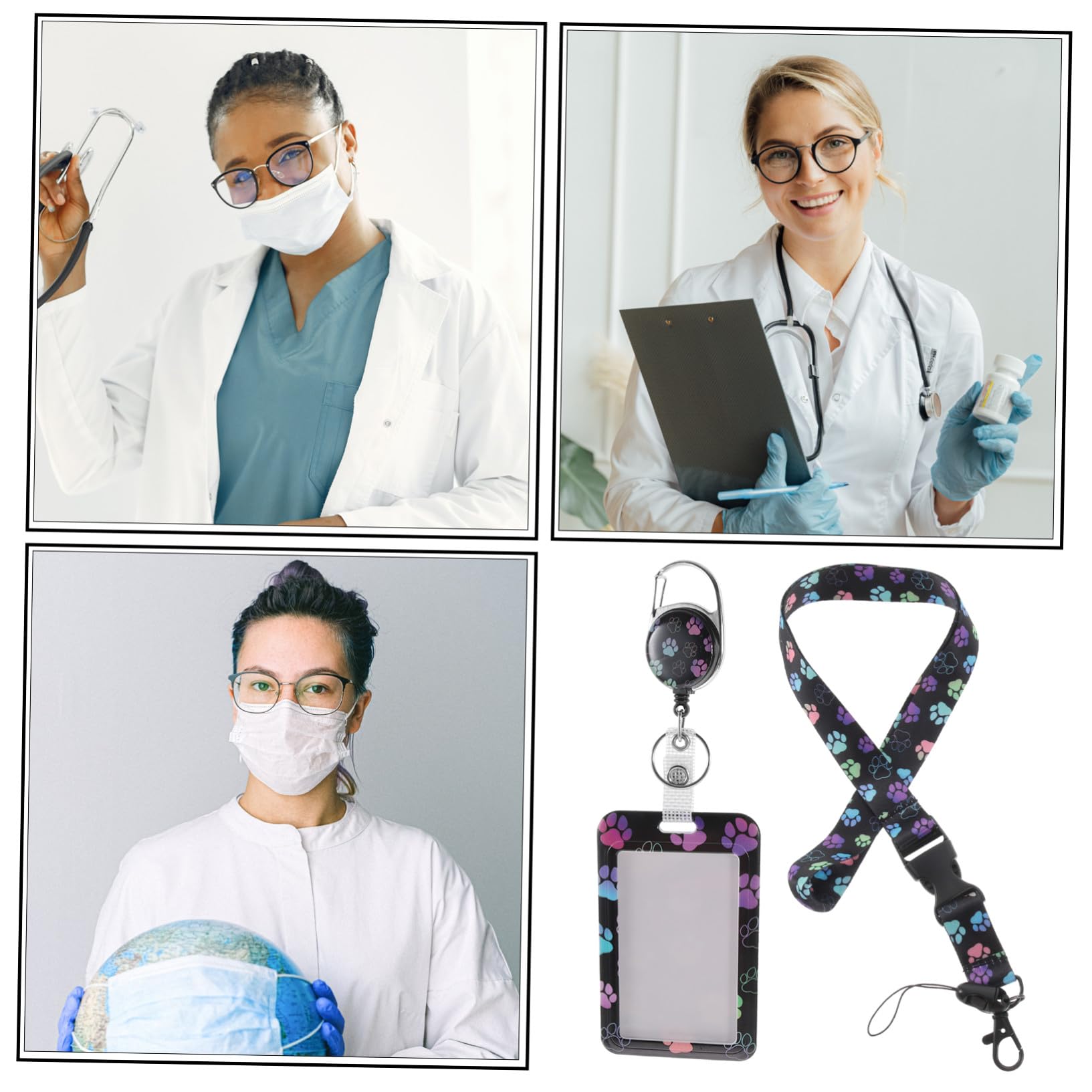 Operitacx 5 Porta Tarjetas De Identificación Con Cordón Negro Funda Protectora Para Tarjetas De Identificación Cordón De Trabajo Funda Para Tarjetas Cordón Con Porta Tarjetas Nombre