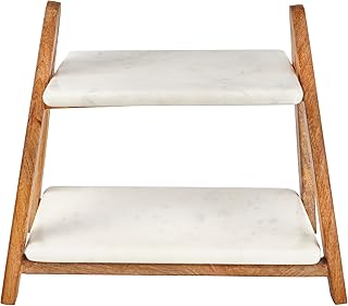 Gourmet Basics by Mikasa Luxor Two Tier Marble Serve Tray Platters
