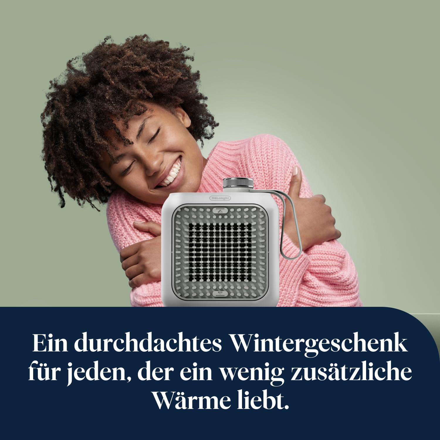 De'Longhi Capsule Desk - Keramik-Heizlüfter, Energiesparender Heizlüfter, Sofortige Wärme, Leise, Automatische Abschaltung bei Umkippen, 360 W, Salbeigrün (HFX10B03.GR)