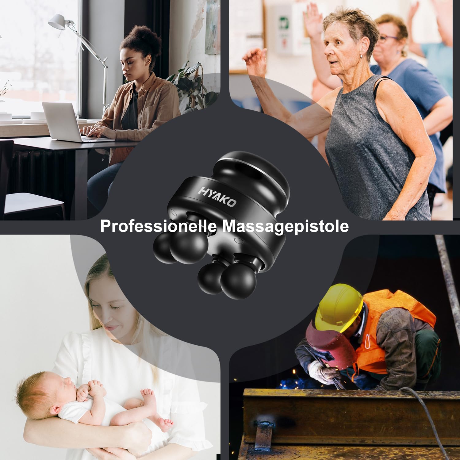 HYAKO F1 Pistolet de Massage Cadeau Fête des Pères Mini Masseur de tissus profonds pour le dos, le cou et les jambes et l'ensemble du corps, masseur électrique des mains pour massage musculaire