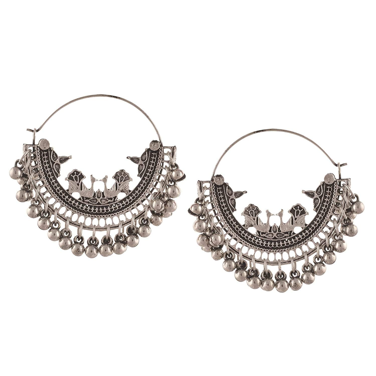 Total Fashion German Silver Oxidised Stylish Chandbali Designer Afghani Hoop Earrings for women and girls (B08GZXC79W) Amazon Price History, Amazon Price Tracker