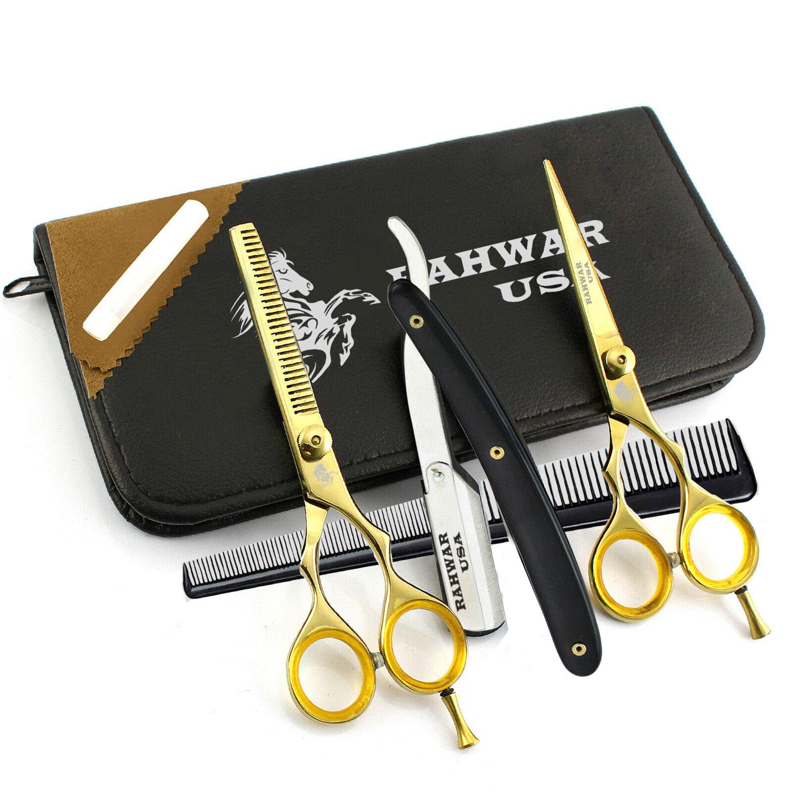 NA RAHWAR Professional Hair Cutting Shears, 5.5 440C Stainless Steel Barber Scissor Set For Hairdres