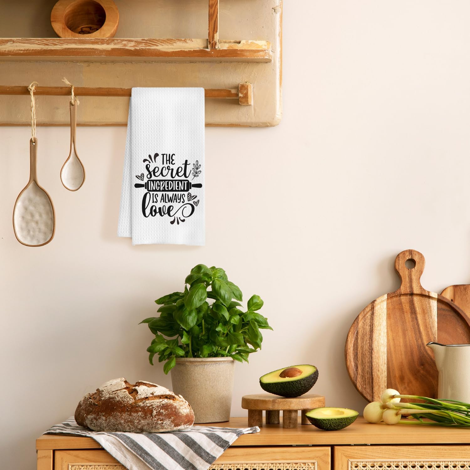 Funny Kitchen Towels, Funny Dish Towels with Sayings, Funny Tea Towels for Kitchen, The Secret Ingredient is Love Decorative Kitchen Towels, Funny Bathroom Decor, 16x24 Inches - Image 3