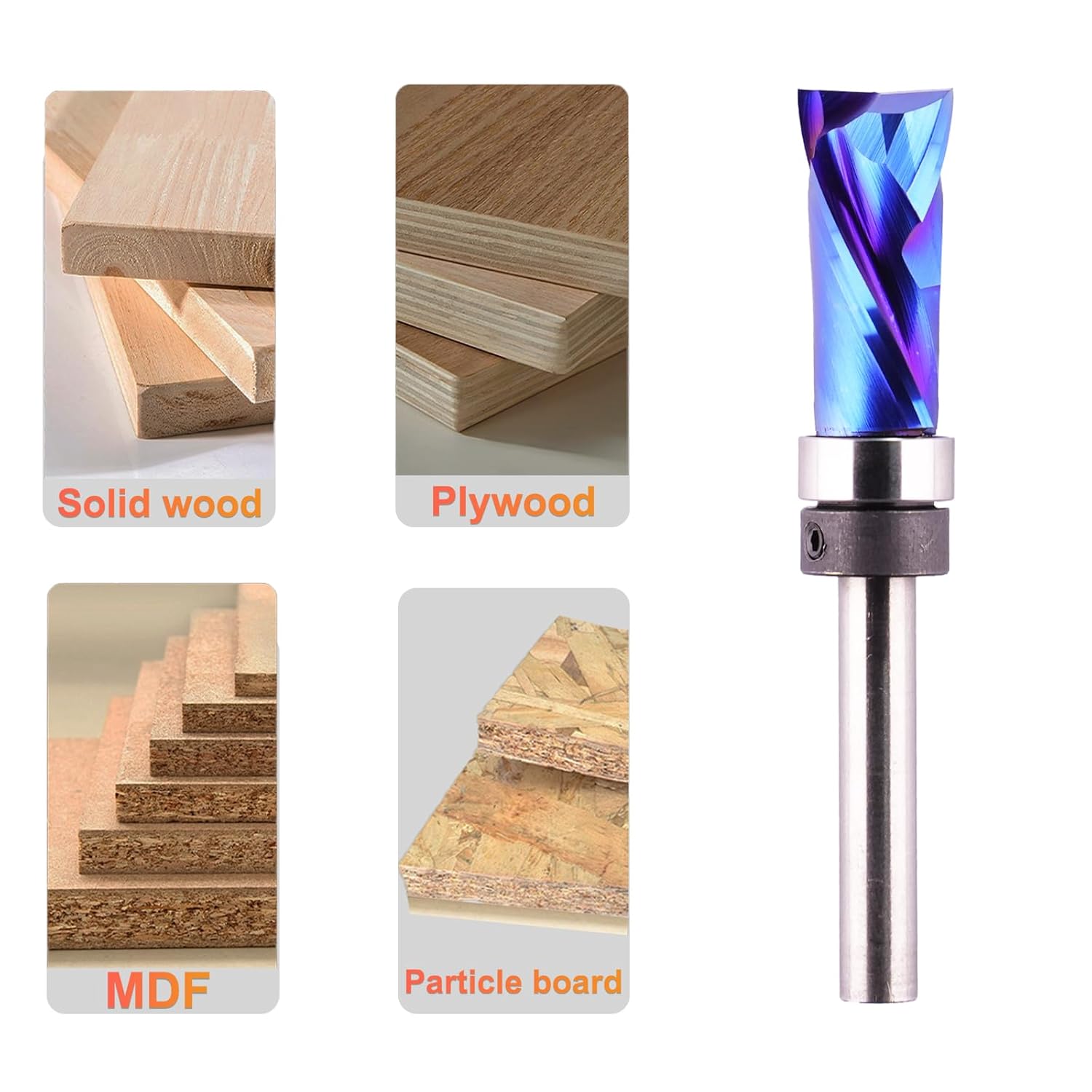 Template Top Bearing Compression Flush Trim Router Bit 1/4" Shank 1/2" Cutting Diameter 1" Cut Height Pattern and Mortising Flush Cut Trim Bit for Woodworking Trimming