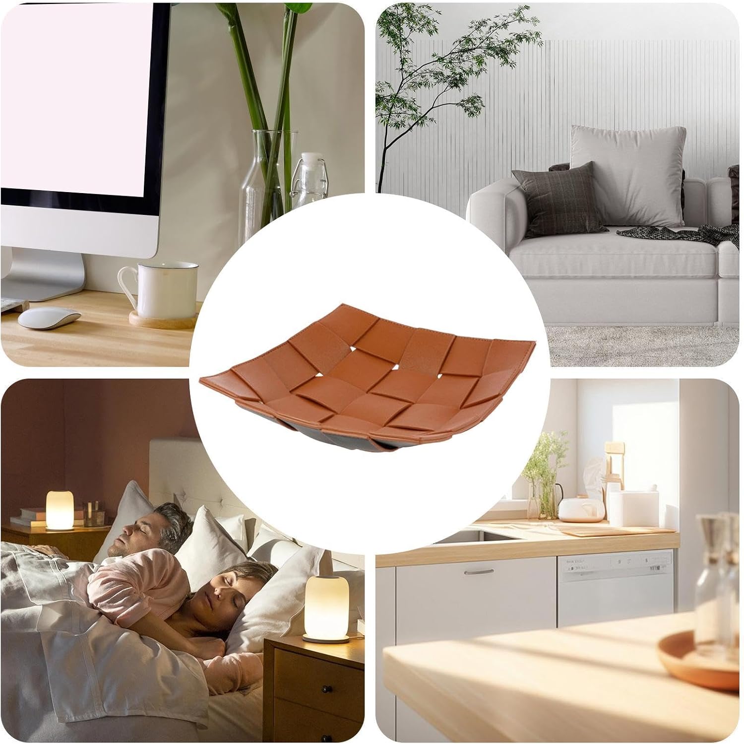 Fuh Leather Valet Tray for Entryway, Keys and Wallet Storage Organizer image 4