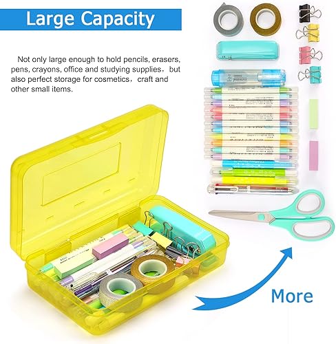 Miniatura 3 de Tamaki Caja de lápices de plástico de gran capacidad, cajas transparentes con tapa hermética, diseño apilable y elegante caja organizadora de