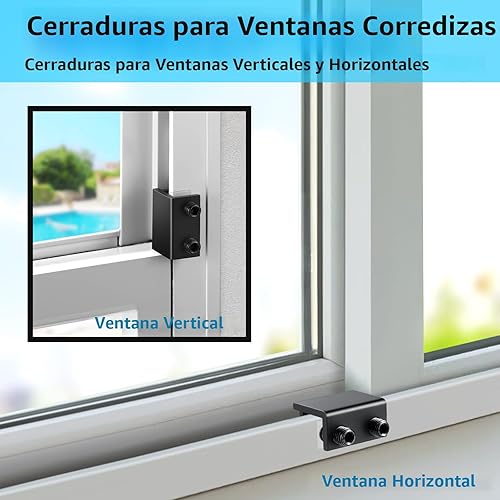 Miniatura 4 de ZRFCXE Cerraduras para ventana, paquete de 4 cerraduras de ventana corredizas con llave para puertas correderas verticales y horizontales, fáciles