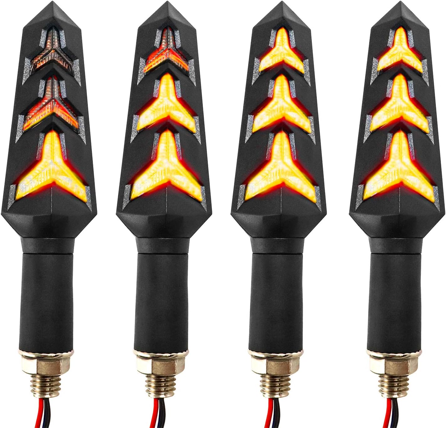 QWORK® 4PCS Motorbike Turning Indicators Motorcycle Indicators Flowing
