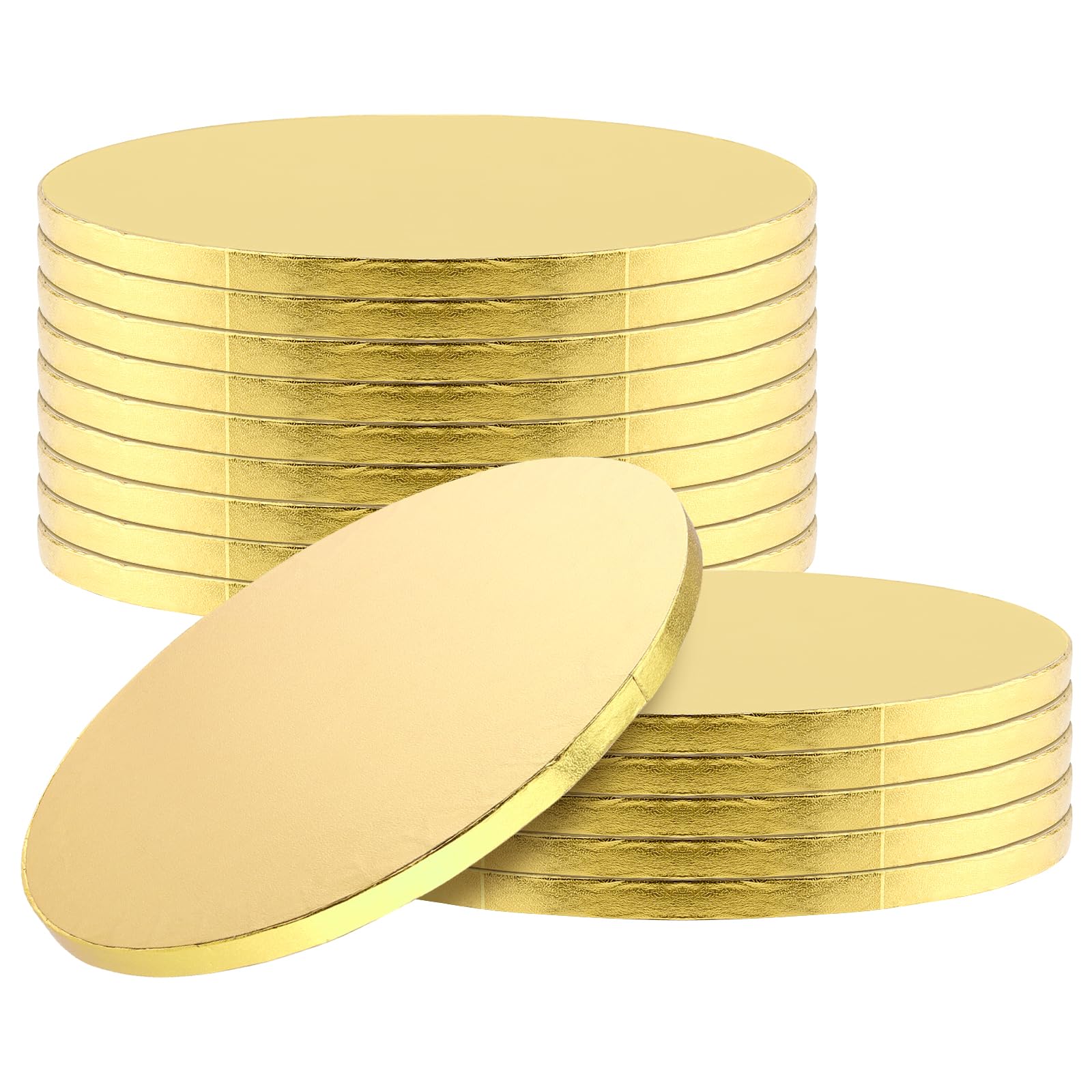 MANCHAP 15 PCS 12 Inch Cake Board Drums, Gold Flat Cake Drums, Corrugated Paper Board Golden Cake Boards Rounds for Cake, Pizza