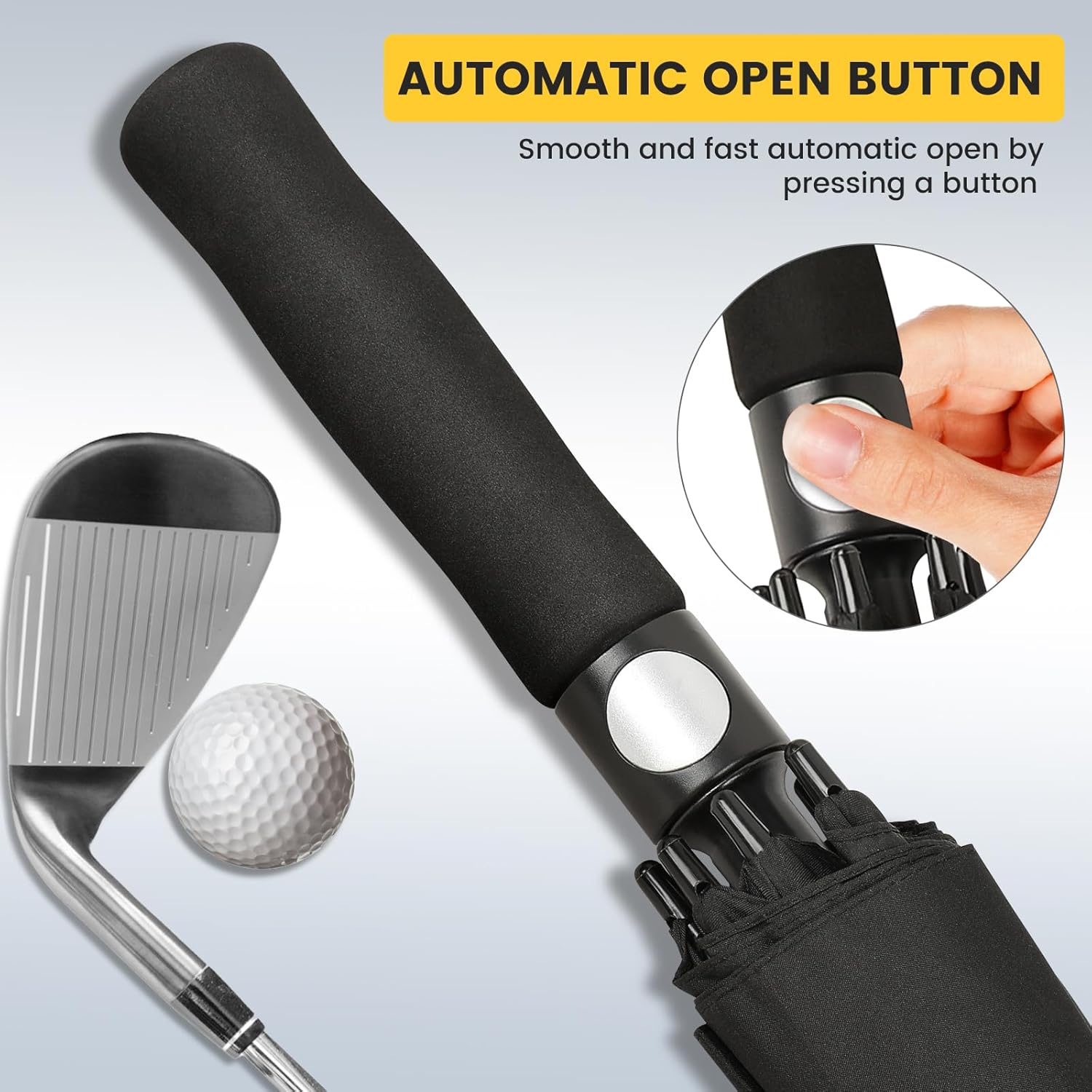 ZOMAKE Extra Large Golf Umbrella 62 Inch - Double Canopy Vented Golf Umbrellas for Rain Windproof Automatic Open Golf Push Cart Umbrella Oversize Stick Umbrellas for Men Women(Black/Square&Navy Blue)