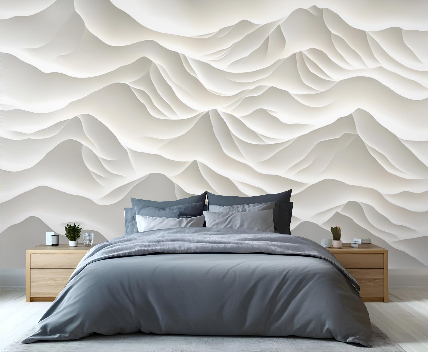 GIVLWF Mountains Wallpaper, 3D Stereoscopic Landscape Self Adhesive Wallpaper for Living Room, Nordic White Wall Paper for Bedroom, Retro Wall Mural, Simple Large Mural & Room Decor โ image 1