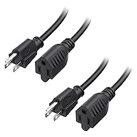 Cable Matters ETL Listed 2-Pack 16AWG Heavy Duty 10ft Extension Cords - 13A 3-Prong Indoor/Outdoor Power Cords, Weather-Resistant Black