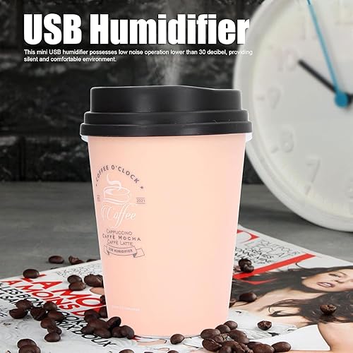 Miniatura 3 de Zerodis Humidificador 10.1 fl oz Coche Humidificador Mini Escritorio Humidificador Taza de Café Forma Humidificador USB Humidificador ()