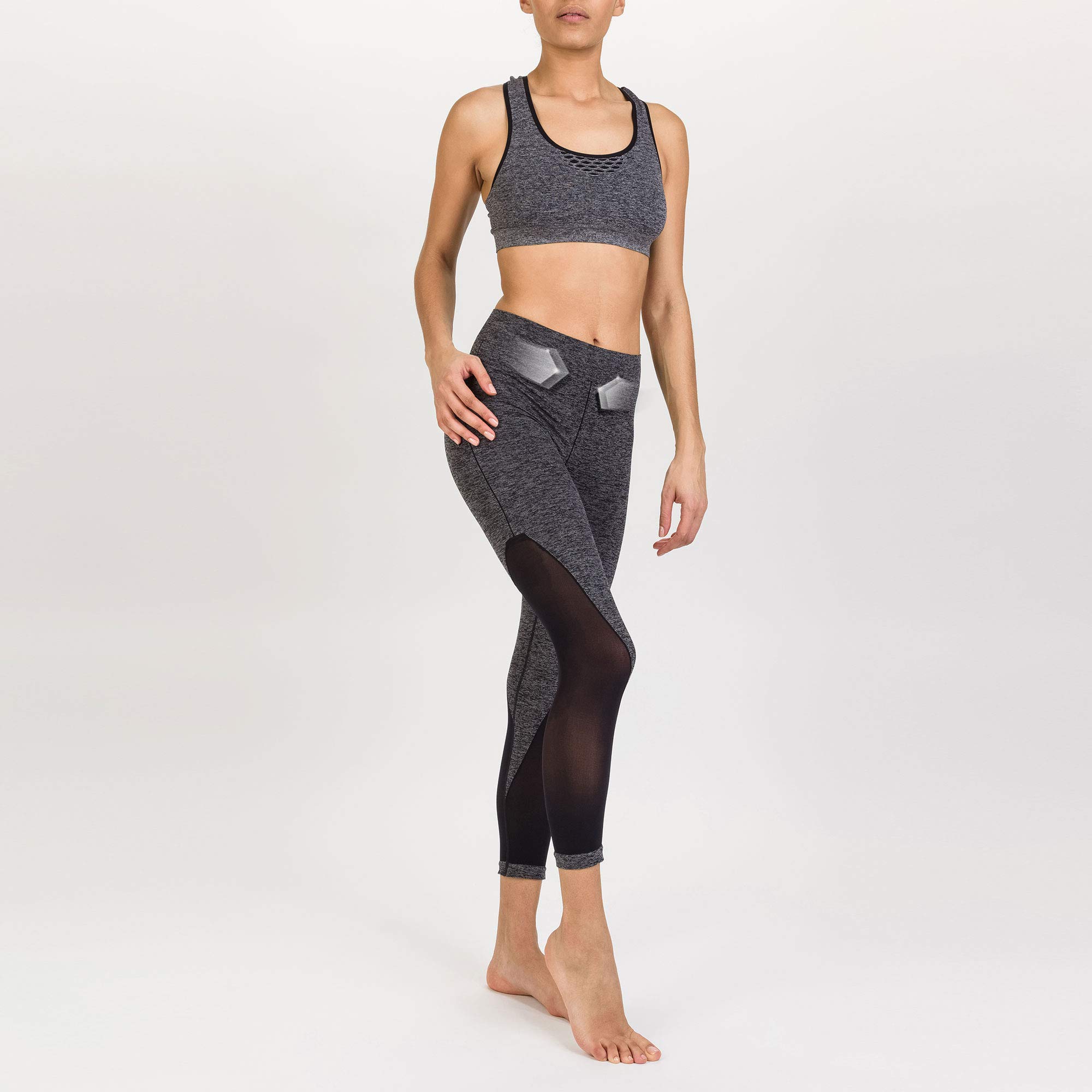 Boostershape Women's Slimming Leggings and Bra, womens, L045NG, Heather Grey, FR : Taille Unique (Taille Fabricant : S/M)