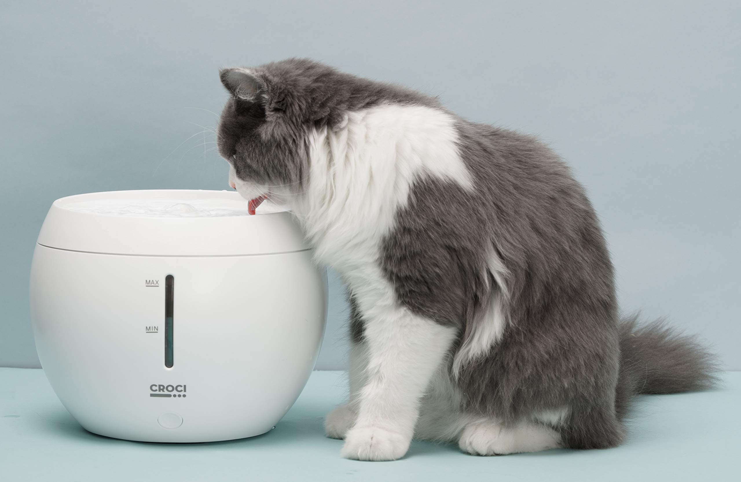 Croci Aqua -Fontana per Gatti e Cani, Indicatore Qualità dell'Acqua Tds, Doppio Sistema di Filtraggio, Sensore Livello dell'Acqua, Sensore Cambio Filtro, Silenziosa, Capacità 2L