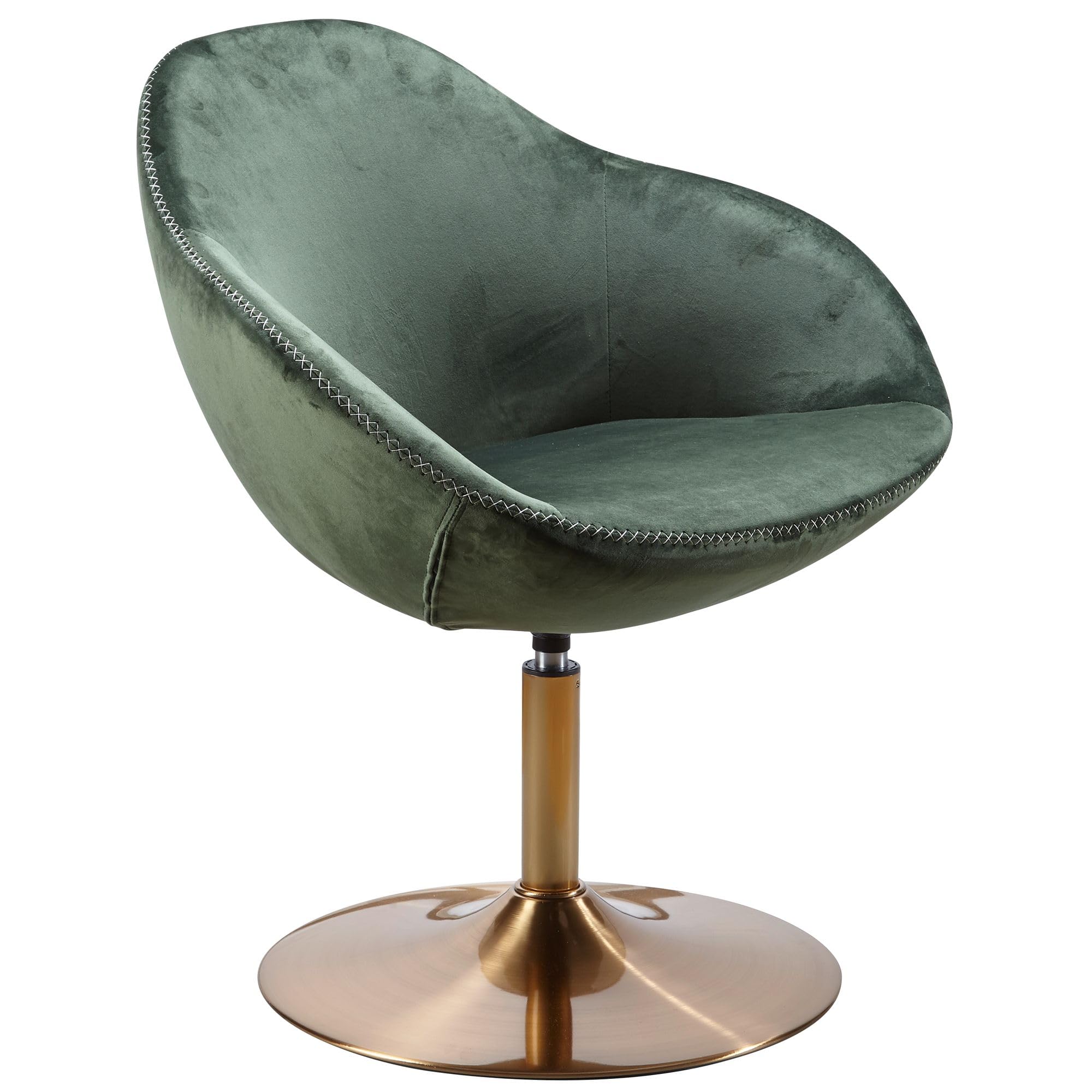 WOHNLING Chaise Longue Sarin Chaise en Velours Vert/Or 70x79x70 cm | Fauteuil Club rembourré avec accoudoirs | Chaise pivotante Cocktailsessel Lounge | Chaise de Bar Chaise Visiteur