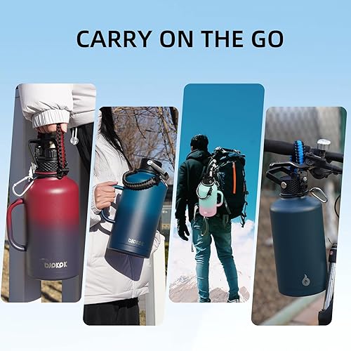 Miniatura 6 de BJPKPK Botella de agua de 1 galón aislada con tapa con popote, 50 onzas, 64 onzas, 87 onzas, 128 onzas, botellas de agua de acero inoxidable