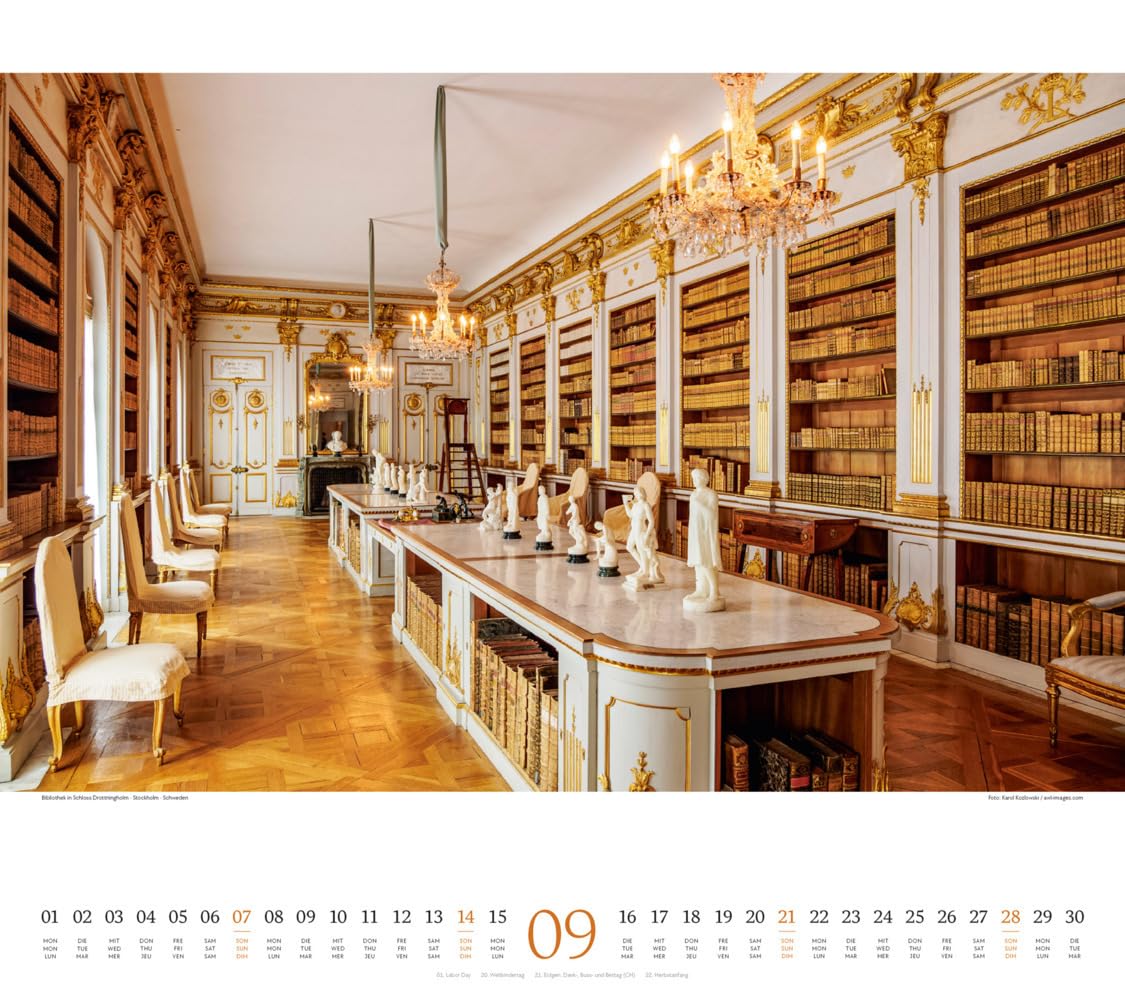 Welt der Bücher Kalender 2025, Wandkalender im Querformat (54x48 cm) - Mit den eindrucksvollsten Bibliotheken und Büchereien der Welt