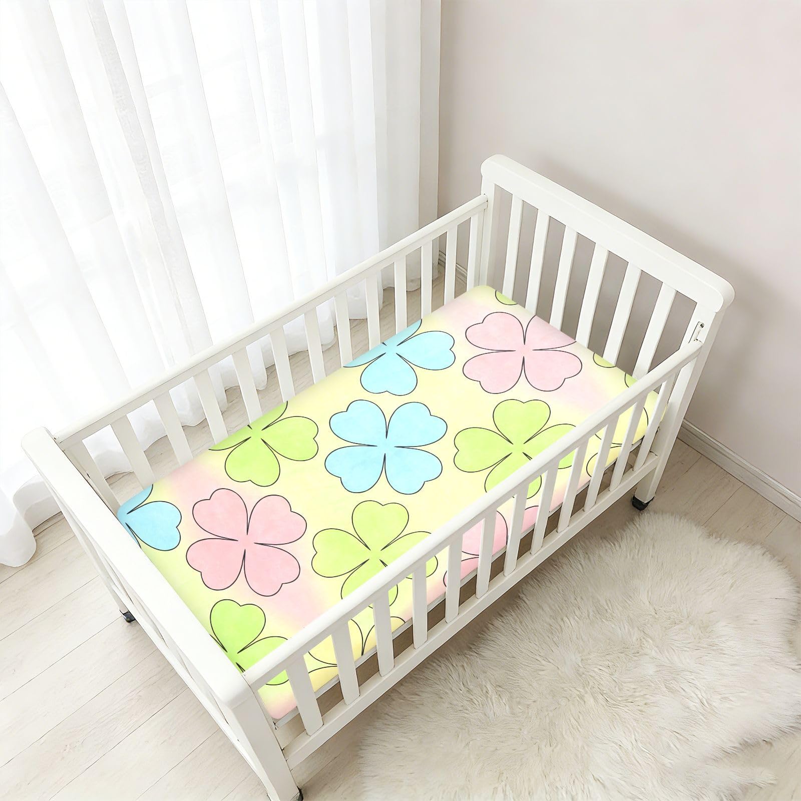 Ombre Clover Mix łóżeczko dziecięce prześcieradła bawełniane prześcieradło wygodne oddychające narzuta na łóżko dla malucha do dekoracji pokoju dziecięcego 1 opakowanie