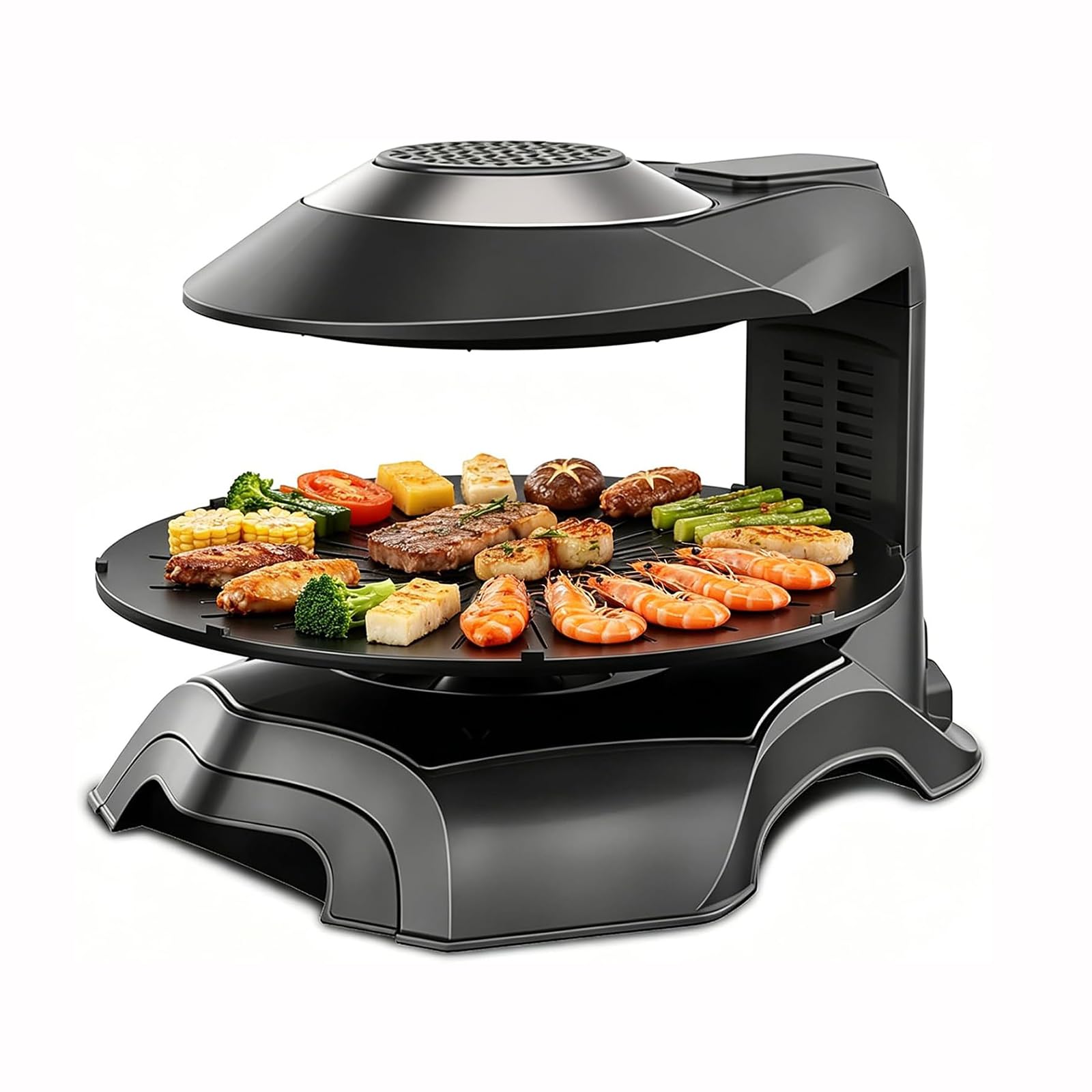 YXZQLOZ Smokeless Indoor Grill, Electric Barbecue Machine with Automatic Rotating Pan, Non-Stick Removable Tabletop Grill for Party & Camping