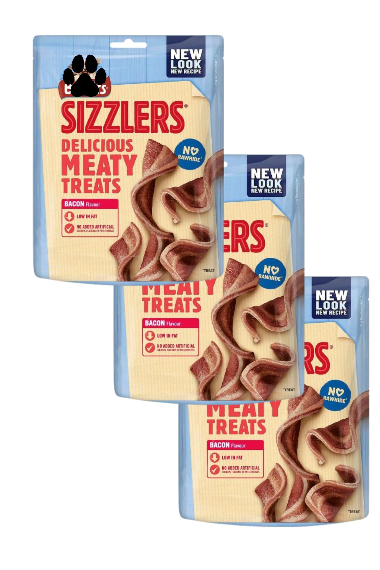 Dog Treats Bundle -Sizzlers Bacon Flavour - Pack of 3 - Delicious Dog Snacks - With E-Ficci Thank you Card
