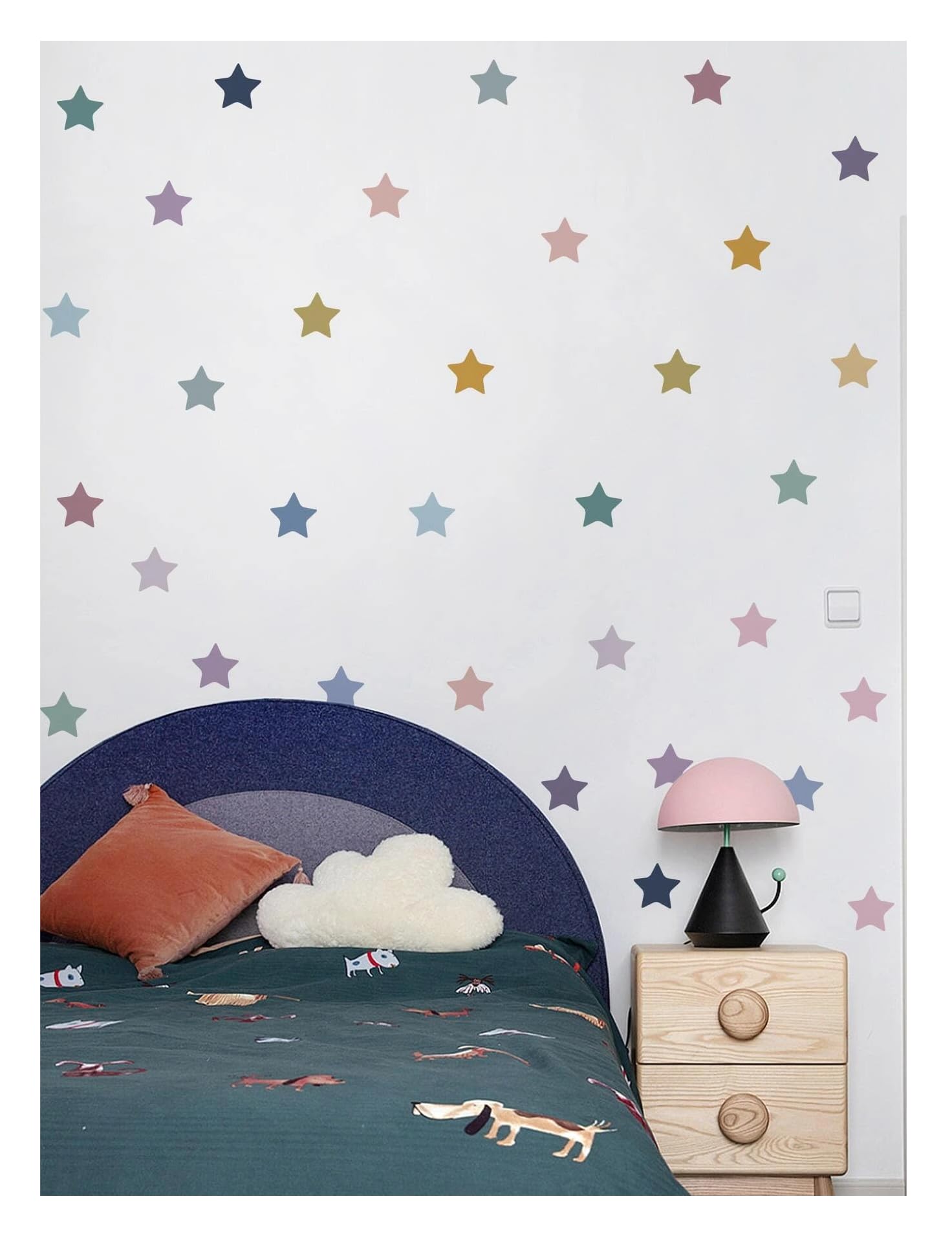 Stars Decorative Stickers - 35 Coloured Stars Stickers - Vinyl Wall Sticker for Children's Room Decoration, Boys, Girls