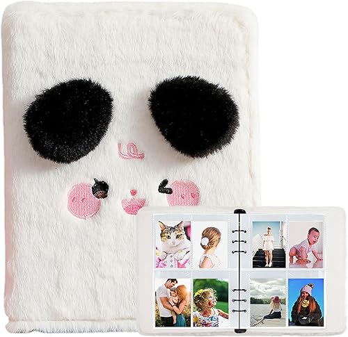 SZHTSWU Carpeta A5 de dibujos animados de felpa para tarjetas fotográficas con 20 fundas interiores de 3 pulgadas para álbumes de fotos en hojas