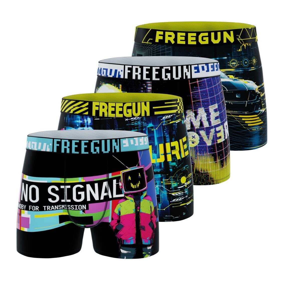 FREEGUN Boxer Hombre, Calzoncillos Hombre Paisaje, Suave y Transpirable (Juego de 4)
