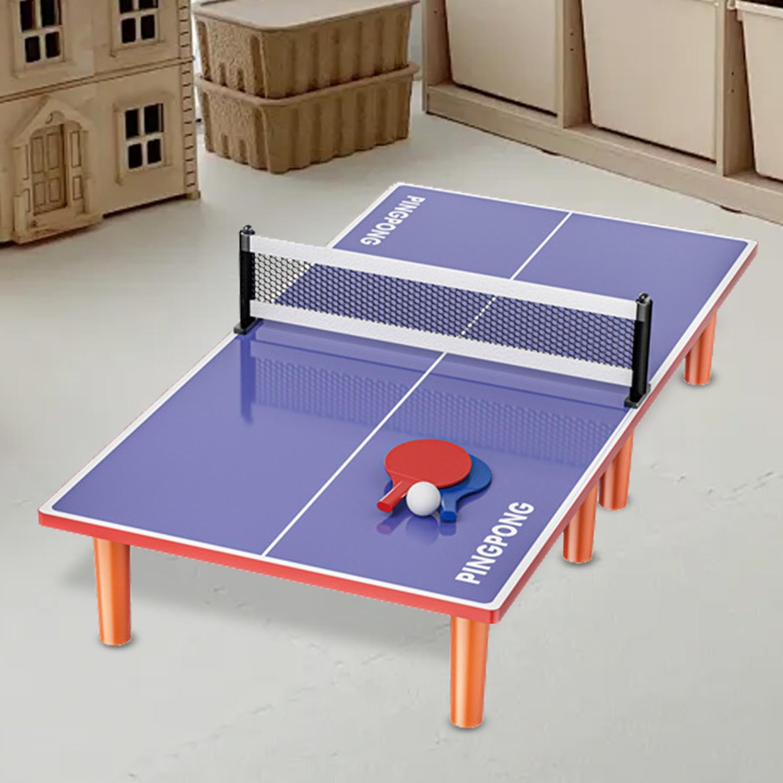 Mini tavolo da pong tavolo tavolo da pong compatto pieghevole con 2 racchette e 1 palla, resistente alle intemperie, stabile tavolo da pong per bambini, adulti, sala giochi