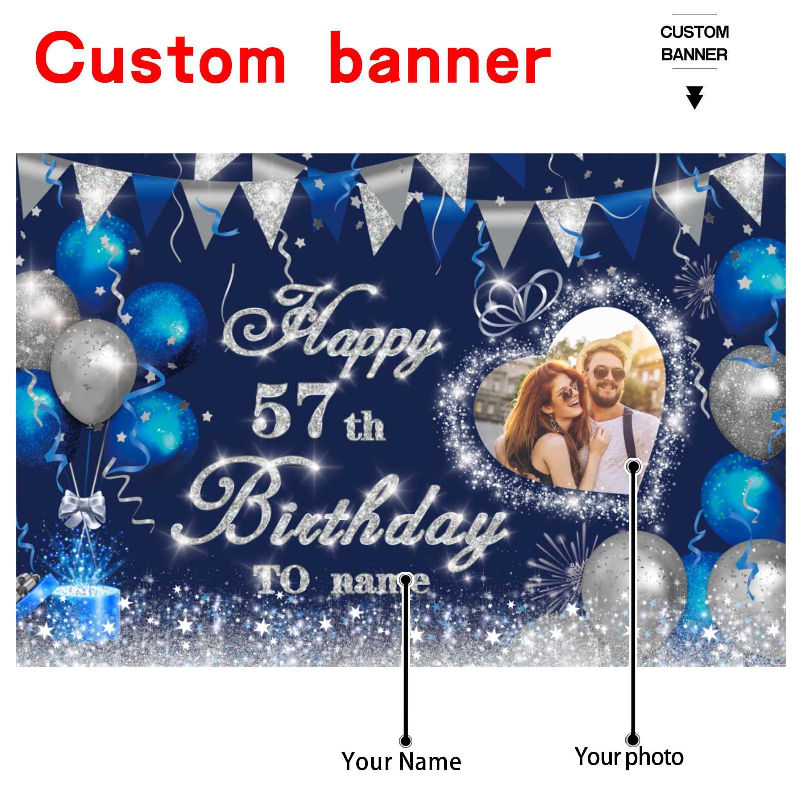 Snapklik.com : Dicodes Custom Navy Blue And Silver Theme 57th Birthday ...