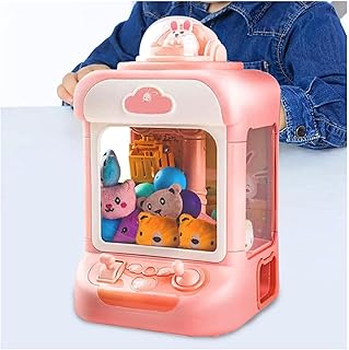 HAZARA Mini Claw Machine For Kids, With 20 Mini Plush Toys And 10 Gashapons The Claw Machine Fill With Small Toys And Candy Claw Machines, Birthday Gifts For Kids,Pink