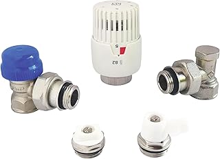 SOMATHERM FOR YOU, Kit Complet avec tête thermostatique à Dilatation de Liquide pour radiateurs 15/21, incluant Corps équerre, coude de réglage, purgeur d