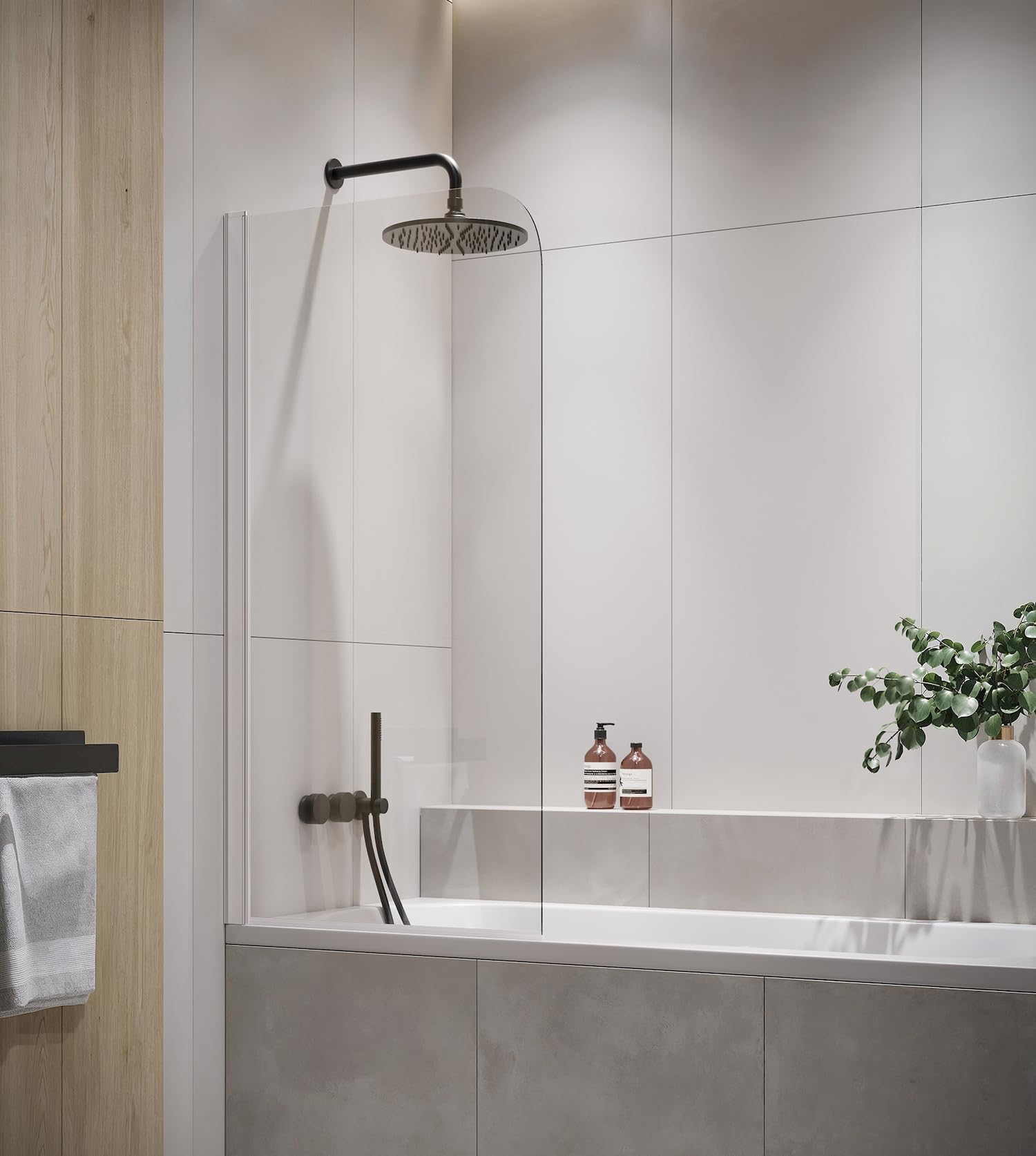 Paroi baignoire Torino transparente et étanche avec profilé aluminium chrome brillant