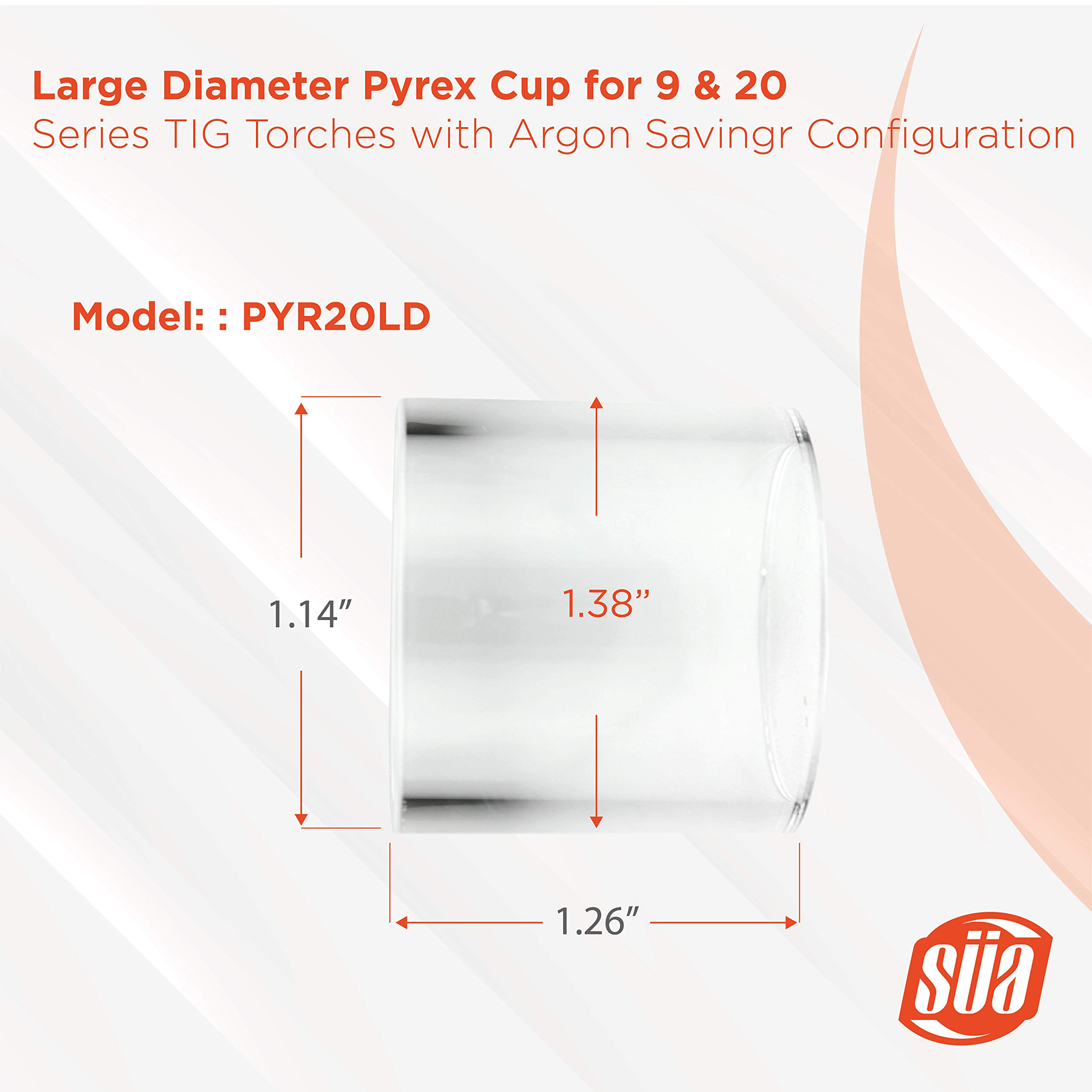 SÜA - Large Diameter Fused Quartz Cup for 9 & 20 Series TIG Torches with Argon-Saving Large Diameter Configuration - (2-PACK)
